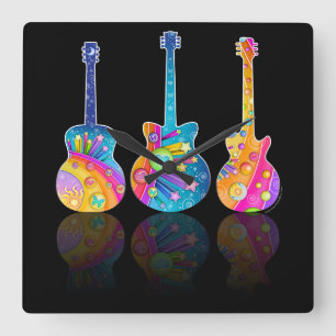 CARRÉE HORLOGE DU MUR - RÉFLEXIONS GUITAR