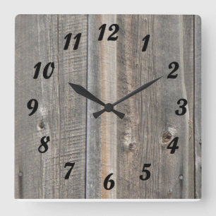 Carrée Horloge en bois de regard de grange