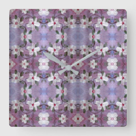 Carrée Horloge en fleurs blanches