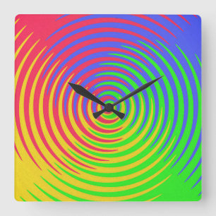Carrée Horloge en spirale d'arc-en-ciel