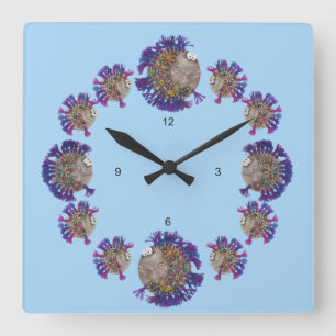 Carrée Horloge - Famille de poissons pourpres