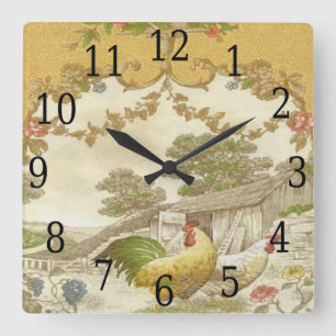 Carrée Horloge française de cage de poulet de poule de