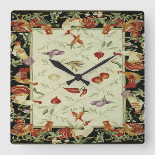 Carrée Horloge française d'impression de coqs de légume