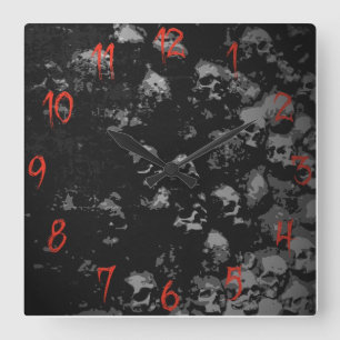 Carrée Horloge gothique de crâne