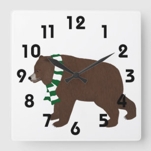 Carrée Horloge grizzli