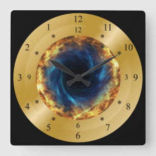 Carrée Horloge horaire ~ Trou noir de feu ~ * ~ ~ ~