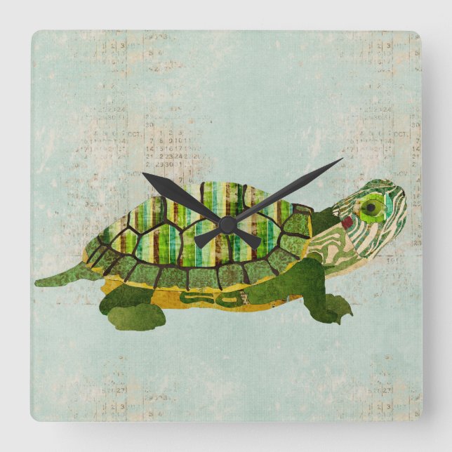 Carrée Horloge Jade Turtle (Recto)