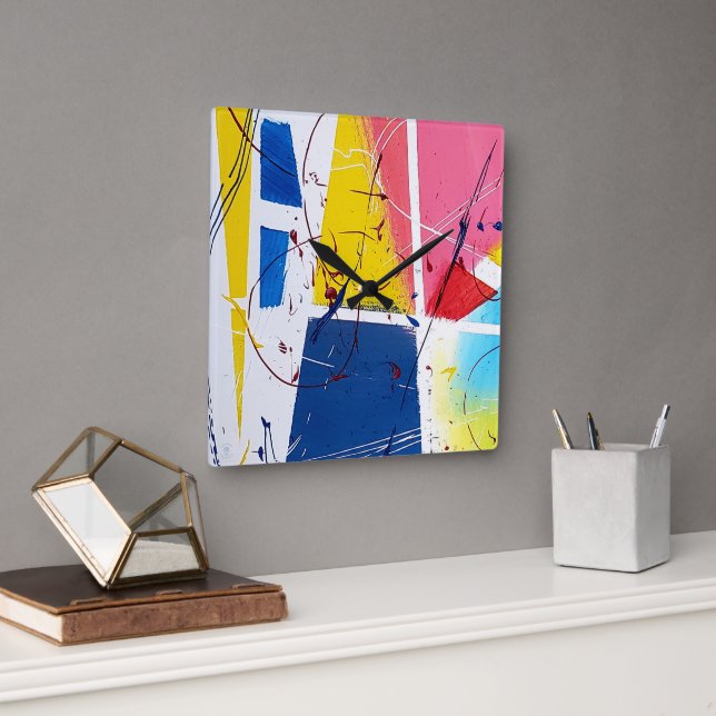 Carrée Horloge Joueuse Whimsical (Bureau)