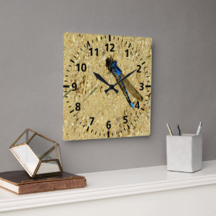 Carrée Horloge - Libellule bleue