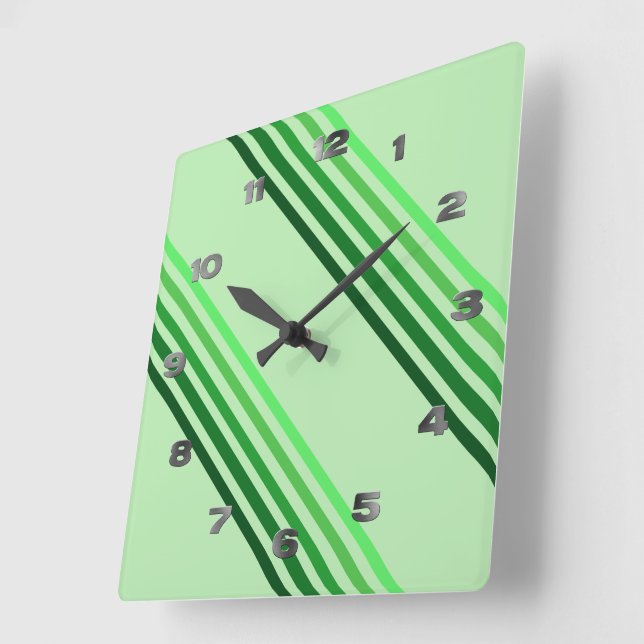 Carrée Horloge - Lignes diagonales vertes (Angle)