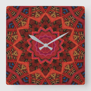 Carrée Horloge Mandala
