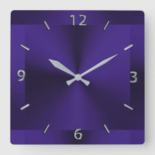 Carrée Horloge métallique moderne de pourpre royal