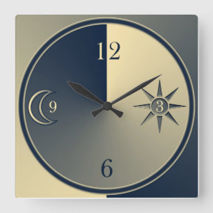 Carrée Horloge minimalistic élégante de nuit et de jour