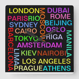 Carrée Horloge mondiale des villes