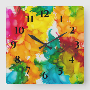 Carrée Horloge Moyenne "Temps Confetti"