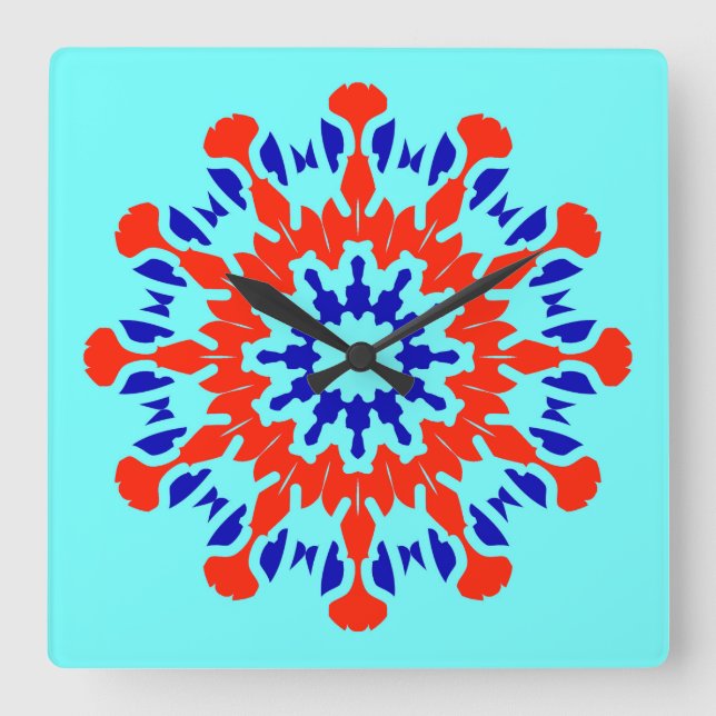 Carrée Horloge murale, Un élégant design classique multic (Recto)