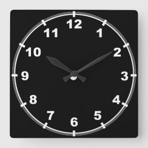 Carrée Horloge noire et blanche élégante