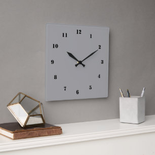 Carrée Horloge noire et grise Couleur personnalisée