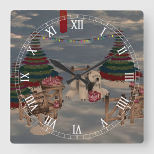 Carrée Horloge numérique romaine de l'ours polaire