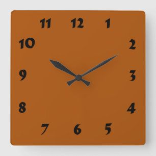 Carrée Horloge orange brûlée numérotée modifiable
