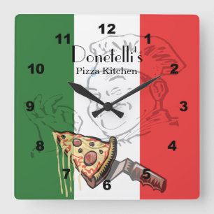 Carrée Horloge orientée italienne personnalisable de