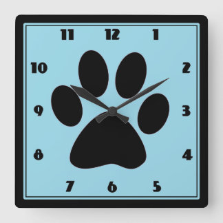 Carrée Horloge Pawprint Light Blue