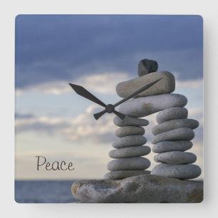 Carrée Horloge Peace Zen Rocks