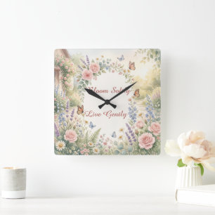 Carrée Horloge personnalisée à motif floral aquarelle rêv