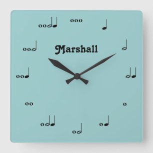 Carrée Horloge personnalisée des notes de musique d'origi