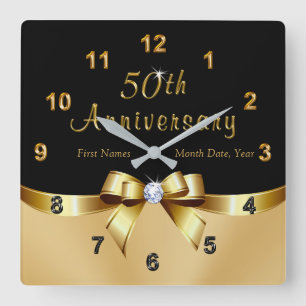 Carrée Horloge personnalisée du 50e anniversaire de Blac