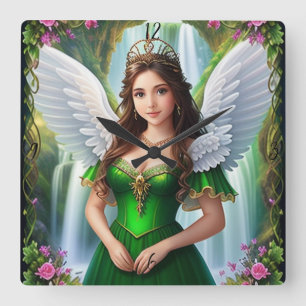 Carrée Horloge princesse Angel Personnalisée