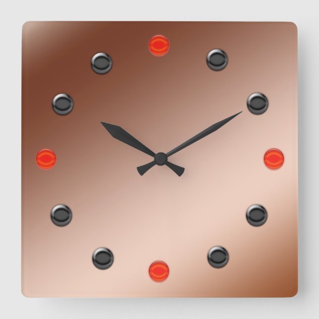 Carrée Horloge - Retro 60s visage métallique (Recto)