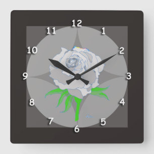 Carrée Horloge - Rose et Arrière - plan géométrique en no