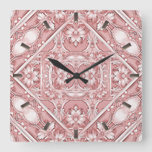Carrée Horloge rose florale