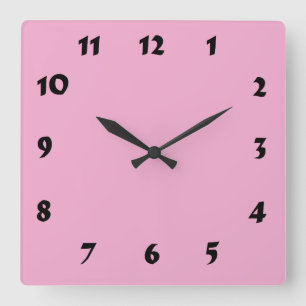 Carrée Horloge rose pastel numérique modifiable
