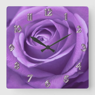 Carrée Horloge Rose violet et lavande