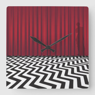 Carrée Horloge rouge de pièce de loge noire