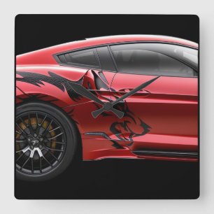 Carrée Horloge rouge Mustang Coyote