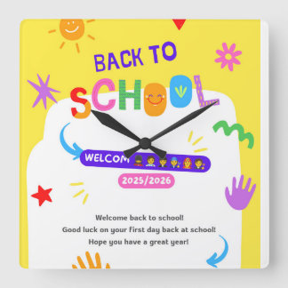 Carrée Horloge scolaire pour les enfants pour la nouvelle