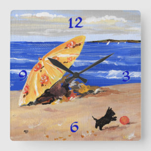Carrée Horloge Scottie à la Plage
