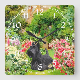 Carrée Horloge Scottish Terrier