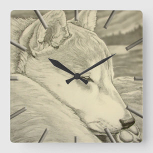 Carrée Horloge Shiba Inu Cadeaux Décor 柴 犬 礼 Mur Horloge