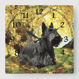 Carrée Horloge Terrier Écossais