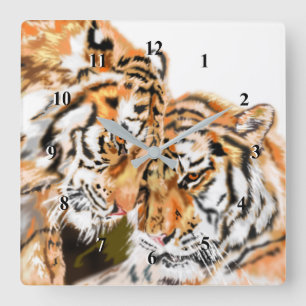 Carrée Horloge Tiger Couple - Famille