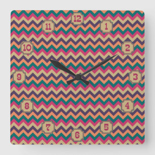 Carrée Horloge Tropicale Zigzag