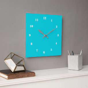 Carrée Horloge Turquoise avec couleurs et polices personn