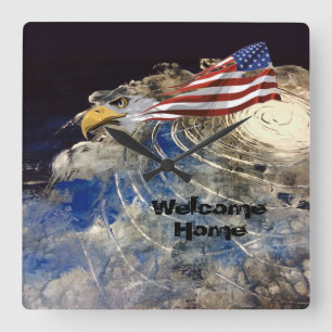 Carrée Horloge USA Whirling Earth