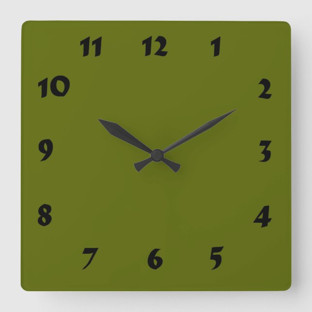 Carrée Horloge vert olive changeable (Recto)