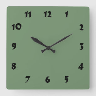 Carrée Horloge verte à échelle numérique modifiable