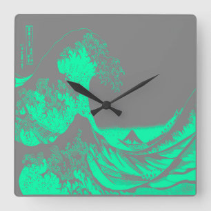 Carrée Horloge verte et grise de la Grande vague